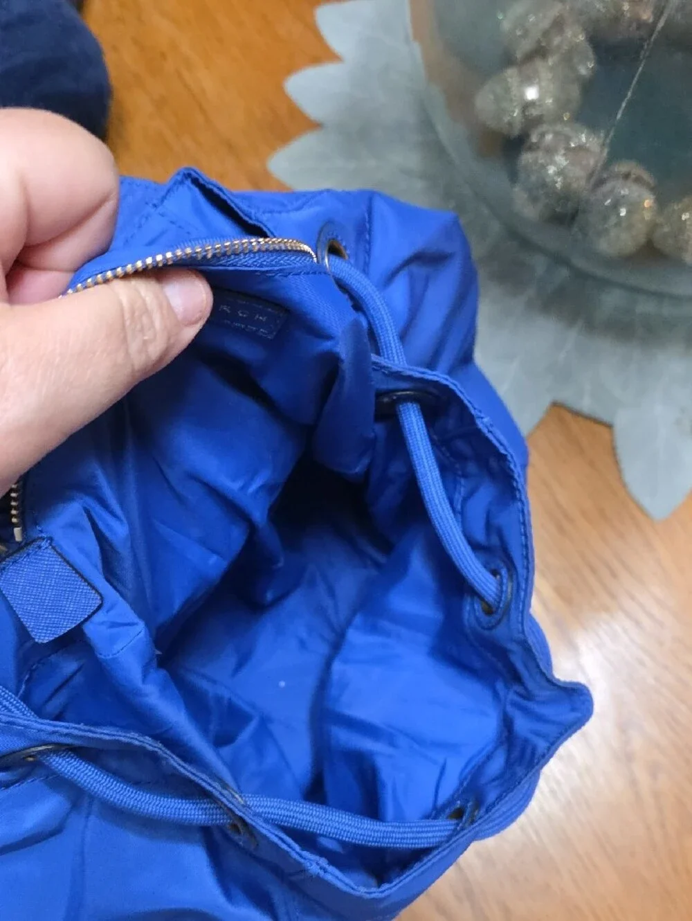 Tory Burch Cobalt Blue Nylon Drawstring Backpack